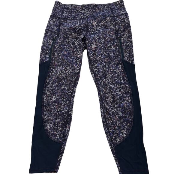 Athleta Leggings Womens Medium‎ Petite Purple Rainer Printed Mesh Tight - Picture 2 of 7